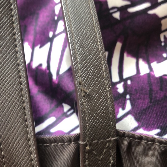 Henri Bendel Rare Izak Nylon Satin Purple Patterned Shopping Tote Disc. - Picture 10 of 10